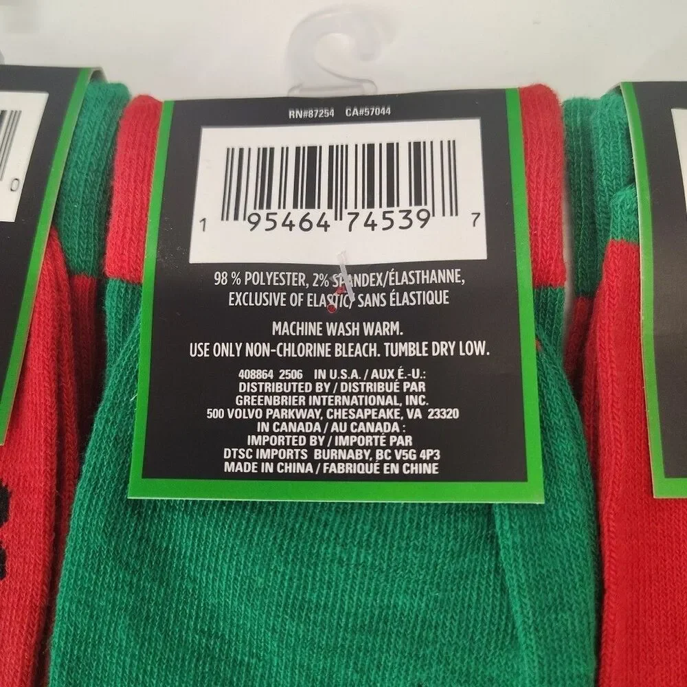 Happy Hour Mens Sz 6-12 6 Pair Funny Christmas Socks Novelty Crew Socks NWT
